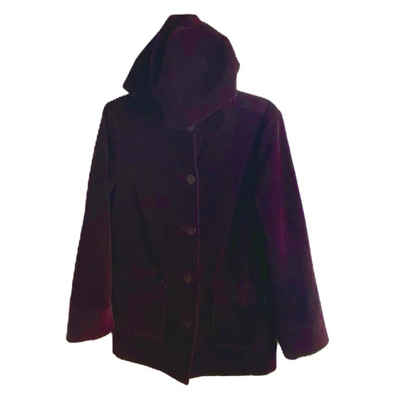J.Jill Heritage Tumbled Coat Small Purple Chore Corduroy Hooded Button Jacket - Picture 3 of 9
